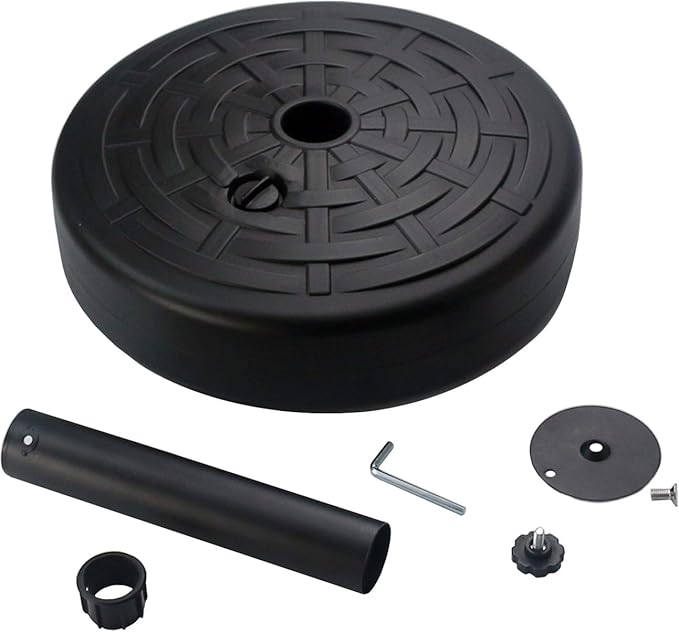 Sunnyglade 30LB Central Pole Umbrella Base with Wide Rattan Design with Steel Umbrella Holder Water Filled Umbrella Base Stand