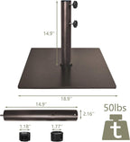 EliteShade USA Up to 160 lbs Square Umbrella Base Steel Plate Stand Market Patio Outdoor Heavy Duty Umbrella Holder, Bonus 18.5" Square Weight Sand Bag, Sand is not Included, Reddish-Brown