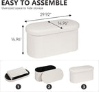30 Inches Ottoman with Storage,Bedroom Bench with Storage, Ottoman Foot Rest for Living Room,30" L x 15" W x 15" H-White