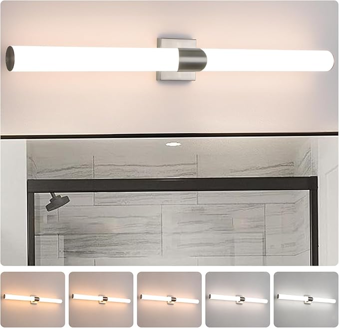 Modern Wall Sconce 38.2 Inch Brushed Nickel Bathroom Sconces Led Wall Lights with Acrylic Shade Hardwired Long Vanity Lighting Fixtures Over Mirror for Bedroom Living Room Hallway