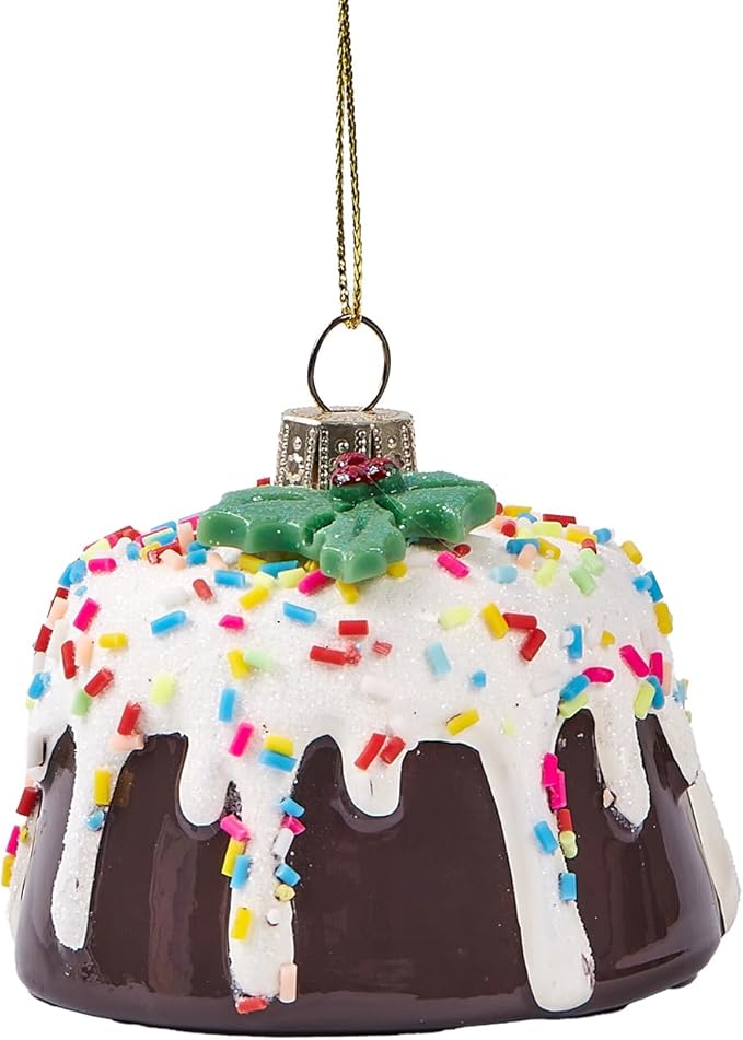 3D Glass Ornaments for Christmas Tree - Chocolate Cake Christmas Tree Decorations for Xmas Home Decor Outdoor Window Centerpiece