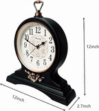 Silent Movement Mantel Clock - Elegant Vintage Home Décor for Office, Desk, Fireplace, Shelf - HD Glass Lens for Classic Style and Accurate Timekeeping