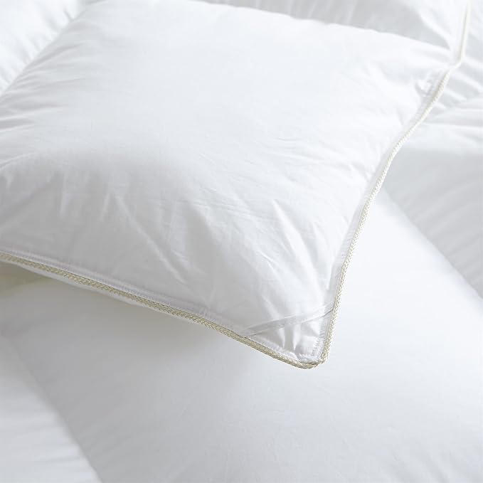 Luxurious White Solid Medium Weight, California King Size Goose Feathers Down Comforter for All-Season Weather Duvet Insert, Premium Baffle Box, 100% Egyptian Cotton Cover, 70 oz. Fill Weight