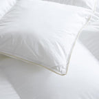 Luxurious White Solid Medium Weight, Queen Size Goose Feathers Down Comforter for All-Season Weather Duvet Insert, Premium Baffle Box, 100% Egyptian Cotton Cover, 60 oz. Fill Weight