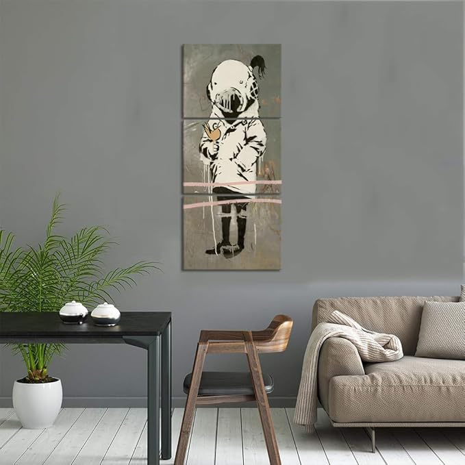 Novatique Graffiti Canvas Wall Art Banksy Wall Art for Living Room Modern Pop Graffiti Poster Abstract Girl Picture Print Home Decor for Office Living Room, 12" x 16" x 3Pcs
