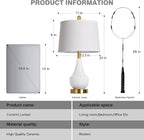 Modern White Table Lamp, 24" Ceramic Table Lamp with USB A+C Ports,Classic Beside Lamps Nightstand Lamp Modern Lamp for Living Room, Bedroom & Office -LED Bulbs Included