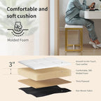 Vanity Stool, Vanity Chair Stools for Makeup Room, Faux Leather Small Makeup Bench, Modern Gold Metal Legs Ottoman Foot Rest for Bedroom Living Room, White & Gold