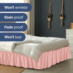 Wrap Around Dust Ruffle Bed Skirt - Baby Pink - King Size Beds w/ 15 Inch Drop - Easy Fit Elastic Strap - Adjustable Pleated Bedskirt w/Brushed Fabric - Wrinkle Free - Women, Men, Kids & Teens