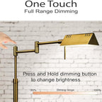 O’Bright Dimmable LED Pharmacy Floor Lamp, 12W LED, Full Range Dimming, 360 Degree Swing Arms, Adjustable Heights, Standing Lamp for Reading, Sewing, and Craft, ETL Listed, Antique Brass (Gold)