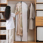 72" Wedding Dress Garment Bags Foldable Dress Bag for Long Gowns Traveling Protector Cover for Hanging Clothes with Zipper (White)