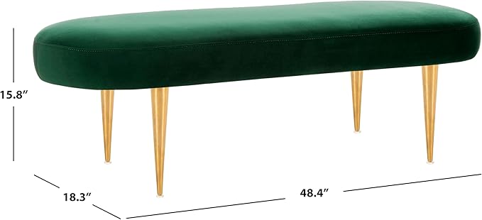 Safavieh Home Collection Corinne Emerald and Gold Velvet Oval Bench