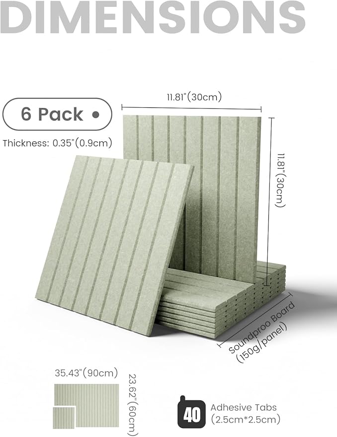Fluxynara Large Felt Bulletin Board 36" x 24" Cork Board Alternative-6 Pack with 40 Safe Removable Adhesive Tabs, Cork Boards for Walls Cork Board for Home Office Classroom Pin Board - Sage Green