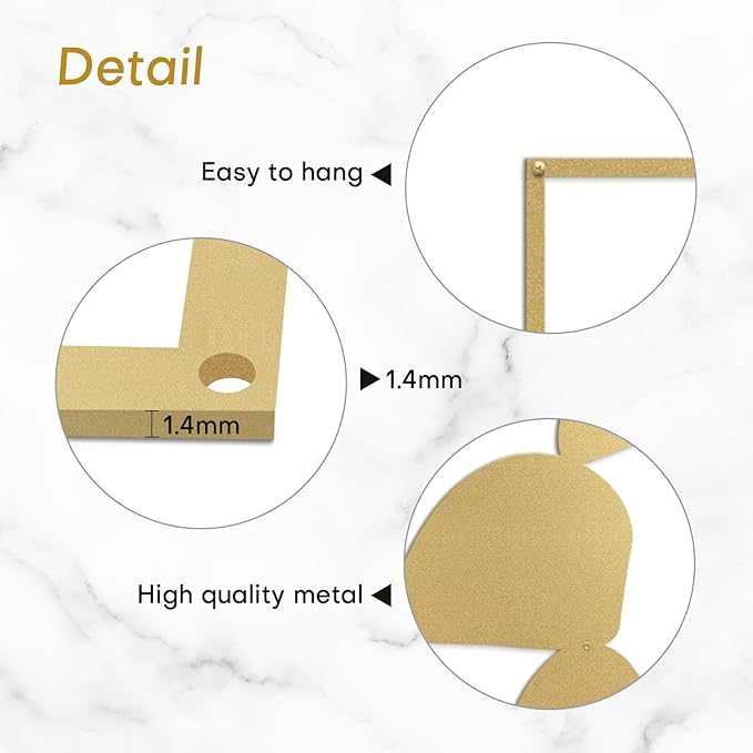 SIGNLEADER Metal Wall Art Decor Abstract Shapes Minimalist Modern Abstract Wall Sculpture Hangings Home Decoration for Living Room, Bedroom, Bathroom, Kitchen, Outdoor - 24" Gold