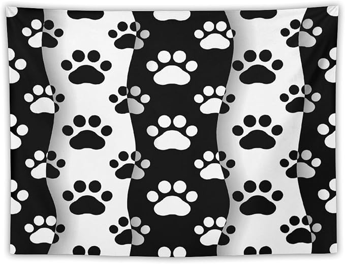 VUMIVI Pet Paws Tapestry Cute Puppy Kitten Black White Animal Paws Modern Funny Art Tapestry Wall Hanging for Living Room Bedroom Dorm Classroom Aesthetic Decor W40xL30in