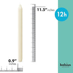 BOLSIUS Ivory Candlesticks Bulk Pack 50 Count - Unscented Dripless 11.5 Inch Household & Dinner Candle Set - 12+ Hours - Premium European Quality - Consistent Smokeless Flame - 100% Cotton Wick