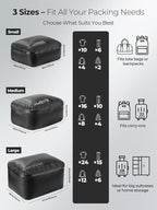 Vacuum Bags for Travel with Wireless Pump, 180° Open Zipper, IP67 Waterproof, Reusable Space Saver Compression Bags for Home Storage, Backpack, Suitcase(3 Pack + Pump)