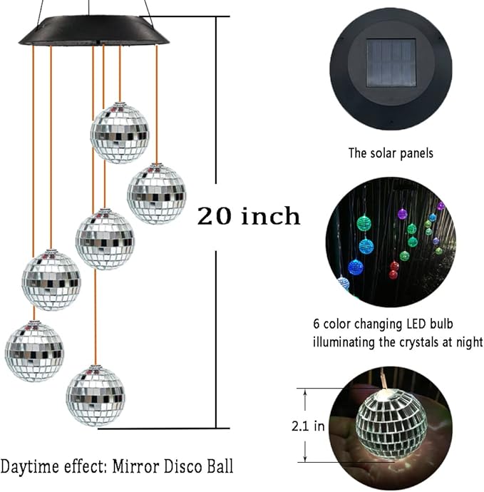 Solar Wind Chime for Porch Decor, Solar Lights Outdoor Decorative for Garden and Patio, Birthday Gifts for Women Mom Grandma