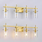 SOLFART Gold Bathroom Light Fixtures Vanity Lights for Mirror 5 Lights Bathroom Vanity Light Wall Sconce