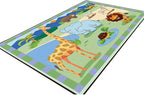 Animal Classroom Rug for Preschool, 106W x 145L inches, Safari Theme, Non-Slip Backing, Educational Kids Area Rug, Multicolor (270x370)
