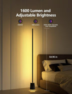 Corner Floor Lamp, 1600lm RGB Corner Lamp, with Bluetooth Speaker and White Noise, Compatible with Alexa & Google, 16 Million DIY Colors, Sync with Music, for Bedroom &Living Room
