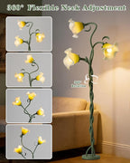 Flower Floor Lamp for Living Room,Tall Standing Reading Lamp with Flexible Neck,3 Color Temperatures LED Dimmable Decorative Light,Green Calla Floor Lamp for Bedroom Corner (Green)