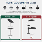 HOMSHADE 80lbs Patio Umbrella Stand, H12 Heavy Duty Base for Outdoor Market Umbrella, Fillable Weights with High-Density HDPE Material for Outside Patio(Black,Round)