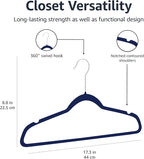 Amazon Basics Slim, Velvet, Non-Slip Suit Clothes Hangers, Navy Blue/Silver - Pack of 50