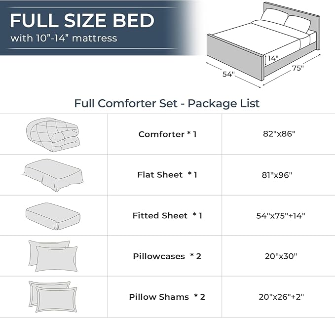 HEVUMYI Khaki Full Comforter Set - 7-Piece All Season Bed in a Bag Full, Ultra Soft Bedding Set with Comforter, Flat Sheet, Fitted Sheet, Pillowcases, Pillow Shams