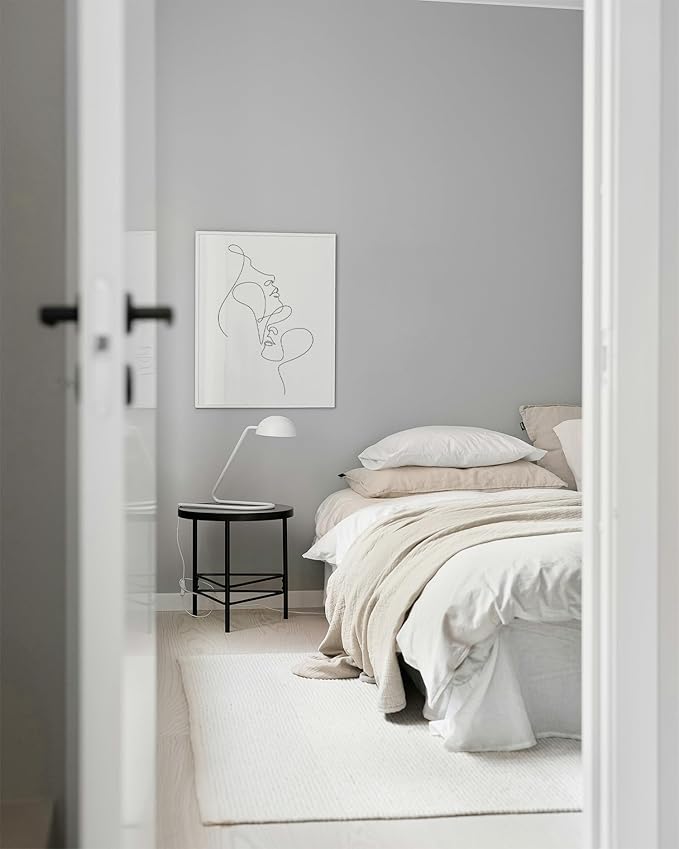 Minimalist Face to Face Wall Art Two Portraits Continuous Line Drawing 16x20 Inch Oak Wood White Framed Modern Aesthetic Profile Print for Bedroom Decor