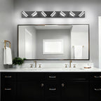 SOLFART LED Modern Vanity Lights Fixtures: 7 Lights Acrylic Matte Black Modern Bathroom Wall Light Over Mirror 46inch