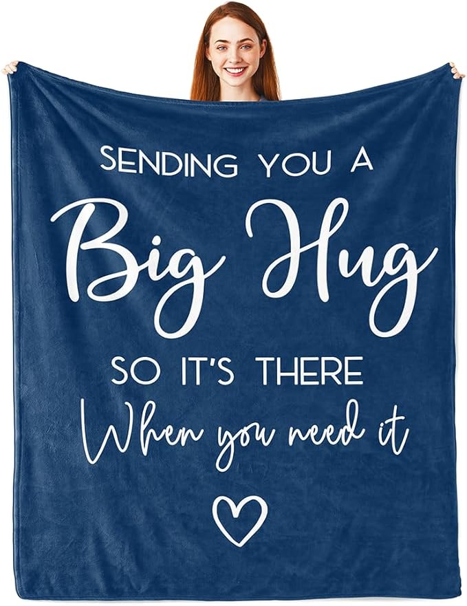Pubrave Get Well Gifts for Women/Men, Inspirational/Sympathy/Thinking of You/Cheer Up/Feel Better Gifts for Women/Men, Healing Blanket Dark Blue 60x50in