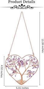 MANIFO Amethyst Crystal Tree Life Hanging Ornament Heart Healing Crystal Gemstone Hanging Decoration for Home Garden Window Wall Gifts