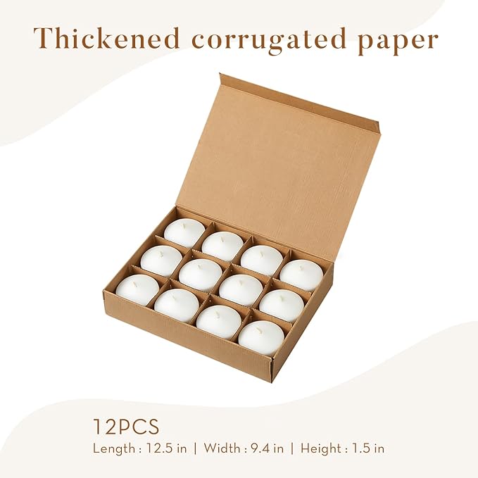 White Floating Candles 3 inch, 12 Pack Floating Candles 10 Hours Long Burning, Unscented Floating Candle for Centerpieces, Wedding, Christmas Lights, Romantic Night for Her/Him Set