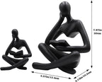 Gold Reading Women Statue, Thinker Sculptures, Abstract Art Ornament, Modern Aesthetic Figurine Decoration, Suitable for Home Living Room Bedroom Office Shelf Table Desk Bookshelf Decor (Black Left)