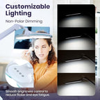 Neatfi Elite HD XL LED Desk Lamp, 3 Light Modes, 90PCS SMD LED, Non-Polar Dimming, Bright Eye-Caring Lighting for Home Office, Drafting, Beauty Shop, Workbench (CCT with Clamp, Blue Ring, 17 Inches)