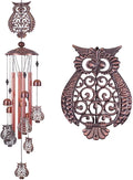Owl Wind Chimes Outdoor Indoor Decor -with 4 Aluminum Tubes 6 Bells 7 Owls 37Inch Waterproof Mobile Romantic Wind Catcher Owl Windchimes for Home, Xmas Mom Gifts, Balcony, Festival, Garden Decoration