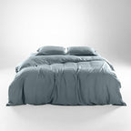 Olive + Crate Tencel Eucalyptus Cooling Duvet Cover Set - Hypoallergenic, Lyocell Tencel Duvet Cover - Soft, Temperature Regulating with Hidden Button Closure & Corner Ties - Queen Size [Basalt Blue]