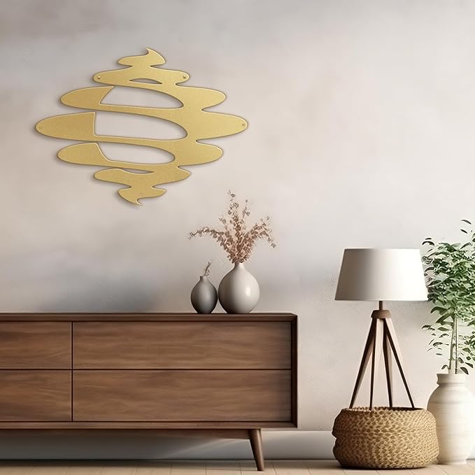 SIGNLEADER Metal Wall Art Decor Abstract Shapes Geometric Illustrations Modern Abstract Wall Sculpture Hangings Home Decoration for Living Room, Bedroom, Bathroom, Kitchen, Outdoor - 24" Gold