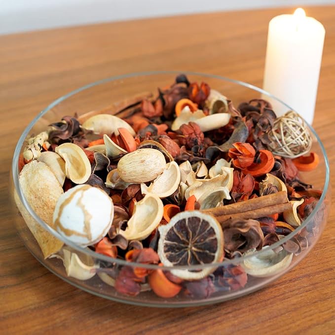 Qingbei Rina Orange Potpourri Bowl Filler, Cinnamon Scented Potpourri Dried Flowers, Decorative Vase Filler,Home Fragrance, Bathroom Decor,14 oz,(Citrus Orange)