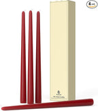12-Inch Tall Dripless Taper Candles Set of 4 - Dark Red Tapered Candles, Perfect for Christmas - Smokeless, Unscented, Long Burning - Hand Poured, Colored Tall Candlesticks - Bordeaux