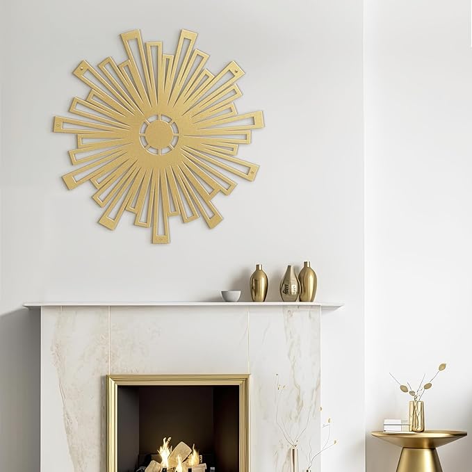 SIGNLEADER Metal Wall Art Decor Gold Abstract Shapes Minimalist Modern Abstract Wall Sculpture Hangings Home Decoration for Living Room, Bedroom, Bathroom, Kitchen, Outdoor - 24" Gold