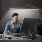 Task Lamp with Clamp, Bright 117PCS LEDs, Metal Swing Arm 24W 2200 Lumen Dimmable Led Desk Lamp for Architect Home Office Study Reading Dorm Workbench Craft, 23 Inch Working Lamp(Gold)