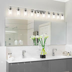 Brushed Nickel Bathroom Vanity Light,10-Light Vanity Lights with Clear Glass,64.5in Modern Bathroom Wall Lights Fixtures Over Mirror,Wall Sconces Lighting for Bedroom Living Room,E26