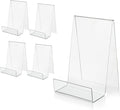 ZOEY Acrylic Book Stand with Ledge Clear Display Easels Plate - 5 Pack Large Book Holder Easel Stand for Display, Music Sheets, Artworks, CD, Tablet Holder (Large)