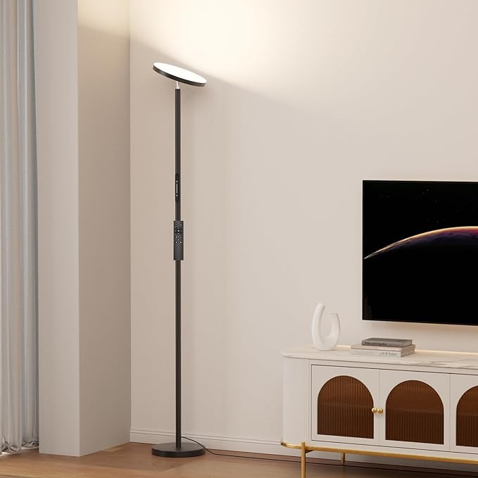 Upgraded Floor Lamps for Living Room, 32W 3000LM Super Bright LED Torchiere Floor Lamp with Remote & Touch Control, 69" Dimmable Tall Standing Lamp with 350°Rotating Head for Reading Office Bedroom