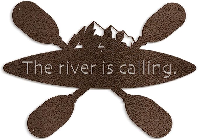 SIGNLEADER Metal Wall Art Decor - Kayak with Paddles Sport Minimalist Modern Abstract Wall Sculpture Hanging Home Decoration for Living Room, Bedroom, Bathroom, Kitchen, Studio, Outdoor - 24" Bronze