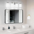 Bathroom Vanity Light, 4-Light Nickel Modern Bathroom Light Fixtures with Milky White Glass Shade, Wall Lights,Bath Vintage Wall Mounted Lamps for Mirror Bedroom Living Room Hallway Cabinet