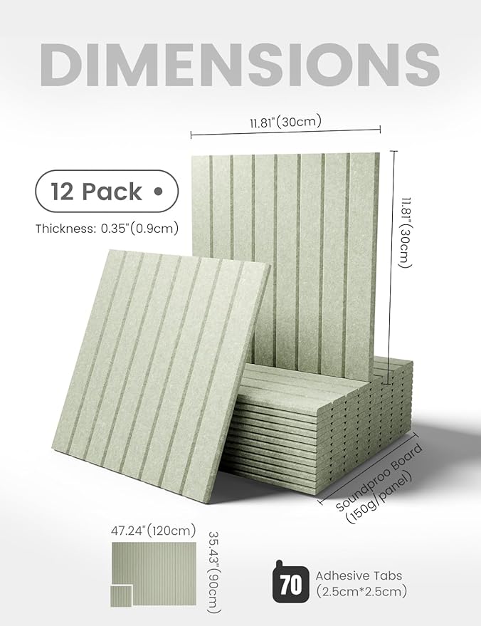Fluxynara Large Felt Bulletin Board 48" x 36" Cork Board Alternative-12 Pack with 70 Safe Removable Adhesive Tabs, Cork Boards for Walls Cork Board for Home Office Classroom Pin Board - Sage Green