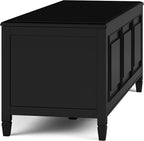 SIMPLIHOME Connaught Storage Bench - 51 inch Wide Solid Wood Trunk Bench in Black, Traditional Bench for Entryway with Lift-Up Lid and 3 Hidden Compartments