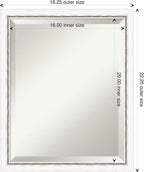 Amanti Art White Wall Mirror 22x18 Morgan White Silver Rectangle Bathroom Mirror for Wall Decor Living Room, Small Modern Wood Frame, Hangs Horizonally and Vertically, Bathroom Decor, Beveled Edge